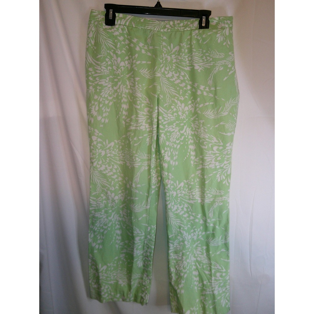 Vintage Tommy Hilfiger Floral Print Pants Casual Career Trousers Green White 12